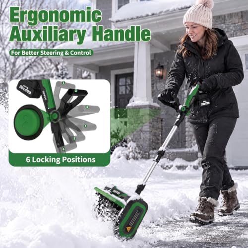 20V Electric Snow Shovel, 12 Inch Cordless Snow Blower with 2 Batteries (Forest Green)