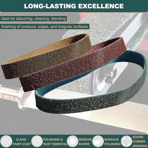 3 Pack 1 X 30 Inch Coarse, Medium, and Fine Grits Assortment Non Woven Surface Conditioning Sanding Belts for Knife Makers and Metal Fabricators Profession Sander Belt