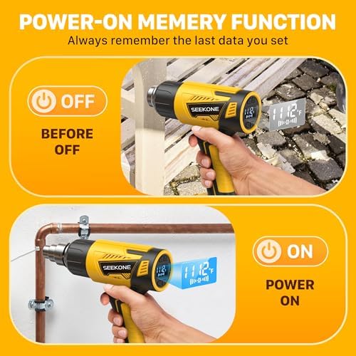 SEEKONE Cordless Heat Gun with LCD 122℉-1112℉ for Crafting, Vinyl Wrap