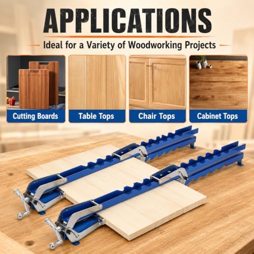 36 Inch Panel Clamps 2 Pack, 4-Way Pressure Steel Parallel Clamps, Pre-Installed Panel Clamps for Woodworking, Fits 1/2"-3" Thick & 10"-36" Wide Panels, Cutting Boards, Tabletops & Cabinet Doors
