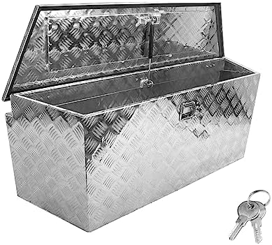BLACKHORSE-RACING 48.8 Inch Aluminum Trailer Tool Box with 5 Bar Design Secure Storage for Pick Up Trucks, RV Trailers and ATVs, Lock & Keys Included