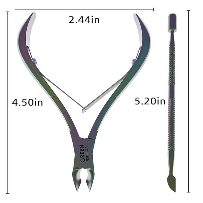 Professional Cuticle Trimmer Nail Cuticle Cutter Stainless Steel Cuticle Nippers with Sharp Blades Double Spring Manicure Tools for Nail Care Pedicure Home Spa (Multi - Pusher Included)