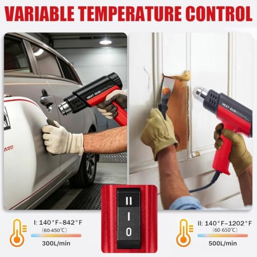2000W Heat Gun Kit with 460PCS 10–26 AWG Solder Seal Wire Connectors & Waterproof Heat Shrink Tubing, Compact Hot Air Gun 140℉-1202℉ with 4 Nozzles for Automotive, Marine & Wiring Repair
