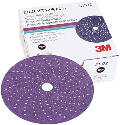 3M Cubitron II Hookit Clean Sanding Abrasive Disc 31368, 5 in, 150+ Grade, Pack of 50 Discs, Virtually Dust-Free, High Performance, Long Lasting, Multi-Hole Pattern, for Automotive Sanding