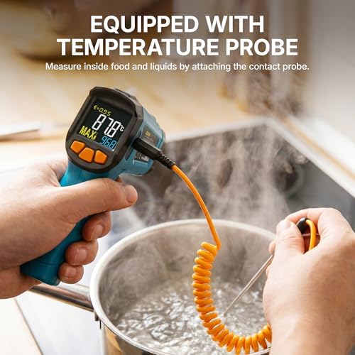 Tilswall Infrared Thermometer Gun, -58°F to 1472°F(-50~800°C), Sky Blue
