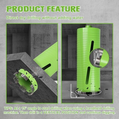 4 1/4 Inch Dry Core Drill Bit with Pilot Bit and 2 Pcs Adapters