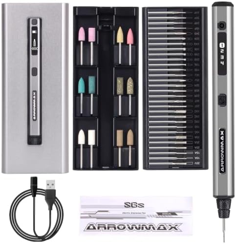 ARROWMAX Engraving Pen for Metal Wood Glass Plastic with OLED, 30000 RPM