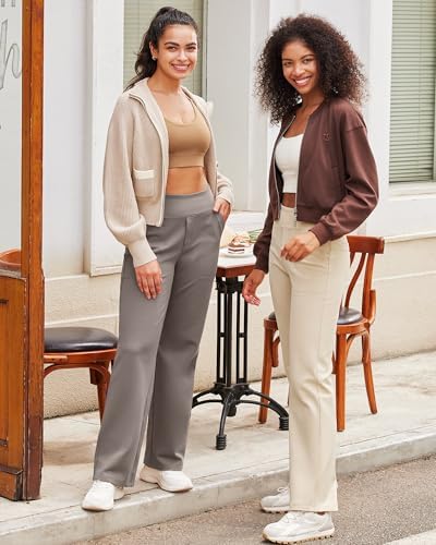 G4Free Yoga Pants for Women Wide Leg Pants with Pockets High Waisted