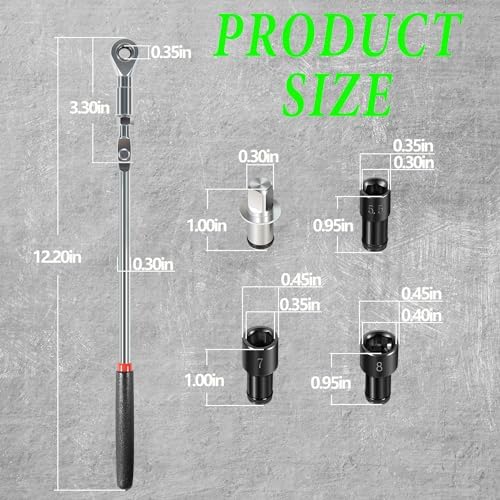 64180 Actuator Motor Wrench Set, 5-Piece HVAC Tool Kit with 5.5mm 7mm 8mm Sockets & 1/4" Drive Adapter for HVAC Motor Fastener Repair & Replacement