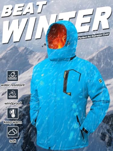 QPNGRP Mens Waterproof Ski Snowboard Jacket Winter Windproof Snow Coat