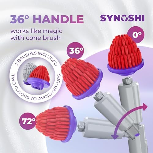 Synoshi PRO Power Scrubber Brush Heads, Electric Spin Scrubber Melamine Sponge, Cone Brushes, Steel Brushes & Round Brushes
