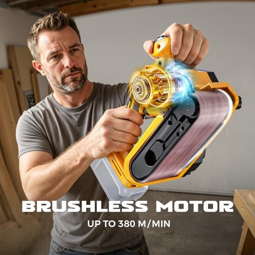 Ecarke Cordless Belt Sander Compatible with DeWalt 20V Battery (Tool Only) 3x18" Bench Sander with Variable Speed (120-380 m/min), with Dust Bag & 3 Sanding Belts(80/120/320 Grit) for Woodworking