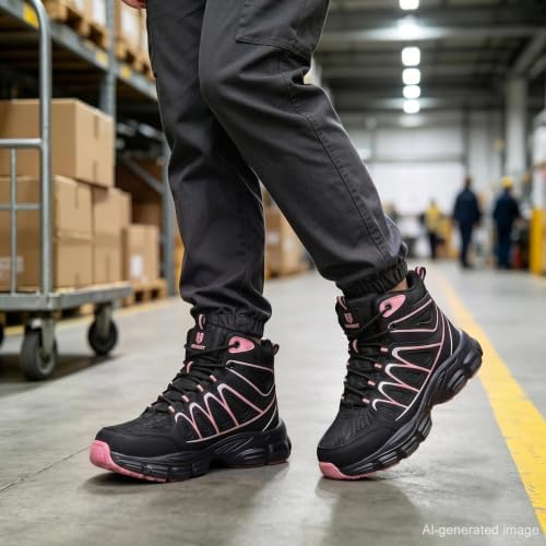 Hogent Steel Toe Shoes for Men Women - Non Slip & Lightweight Work Shoes