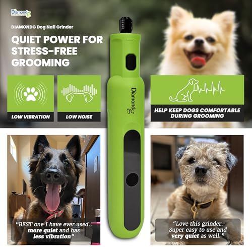 Diamondg Micro Dog Nail Grinder - Quiet Sound with LED Light, Green