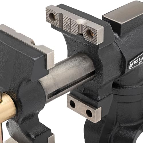 Yost Model 2.5R 2.5" Rotating Jaw Set Head Bench Vise | 2-1/2 Inch Maximum Jaw Width | Clamp On Swivel Base | Built-In Anvil