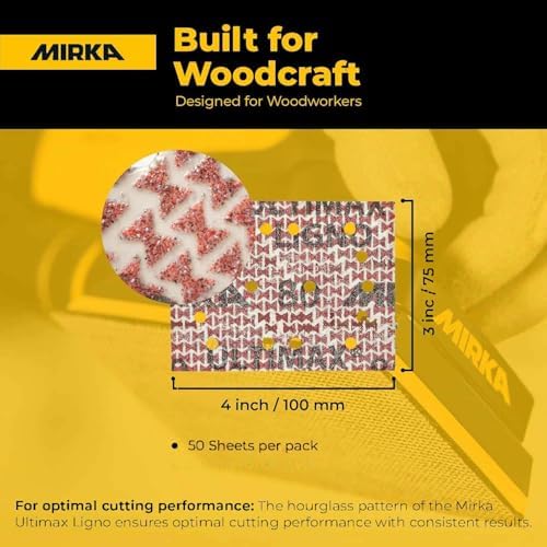 Mirka Abrasive Sheets Ultimax Ligno 3x4 inch P400 Hook and Loop