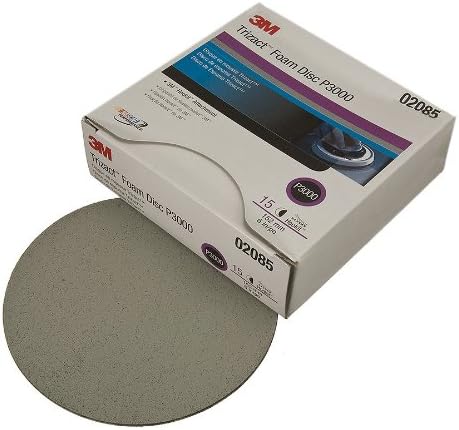 3M 02085 Trizact Hookit 6" P3000 Grit Foam Disc, (Box of 15) - 4-Box Pack