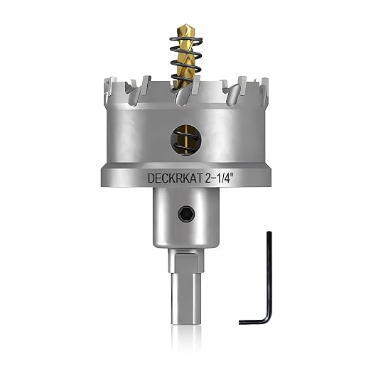 DECKRKAT 2-1/4" TCT Hole Saws for Hard Metal, Heavy Duty 57mm Tungsten Carbide Tipped Hole Cutters Set with Spring-Loaded Pilot Drill Bits for Stainless Steel, Metal, Iron, and Plastic.