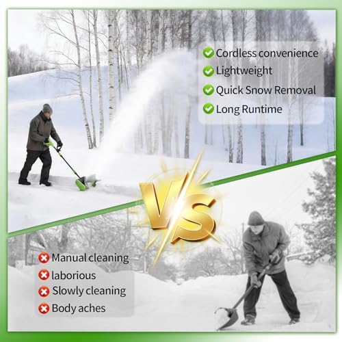 21V Cordless Snow Shovel, 13.38" Electric Snow Blower Cordless