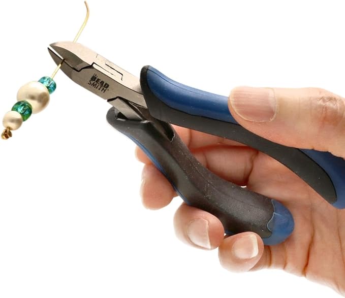 The Beadsmith Ergonomic Side Cutter Tool – 5 inches (127mm) – Comfortable Ergonomic Grip, Double-Leaf Springs & Polished Steel Head – Extra-Fine Tips Precision to Medium Level Work