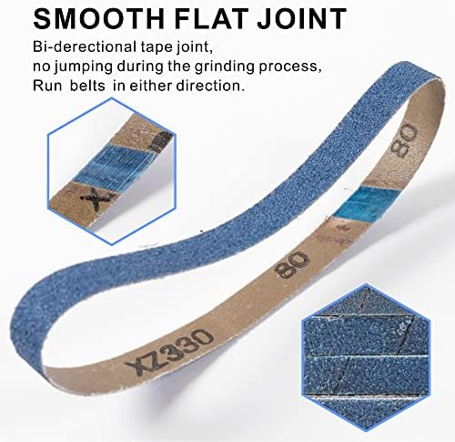 40 Pack Zirconia Sanding Belts, 20 x 520mm, 10 Each of 40/60/80/120 Grits, Zirconium Corundum, 3/4" x 20-1/2" Belts, UW-BS20520 Compatible