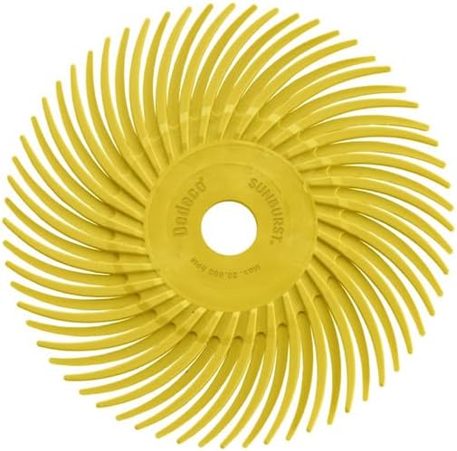 Dedeco Sunburst Radial Bristle Discs 12-Pack - 4" Curved - 3/8" Arbor - Yellow 80 Grit (Coarse) - Aluminum Oxide for Polishing & Finishing