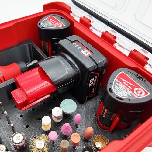 Tidy Tool Liner for M12 Rotary Packout Organizer with Drawer and Bit Storage for Milwaukee Packout Compact Tool Box- Battery, bits, and Blade Storage- Liner Only