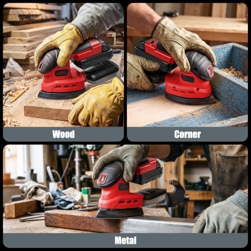 Brushless Detail Sander Compatible with Milwaukee 18V Battery, Red