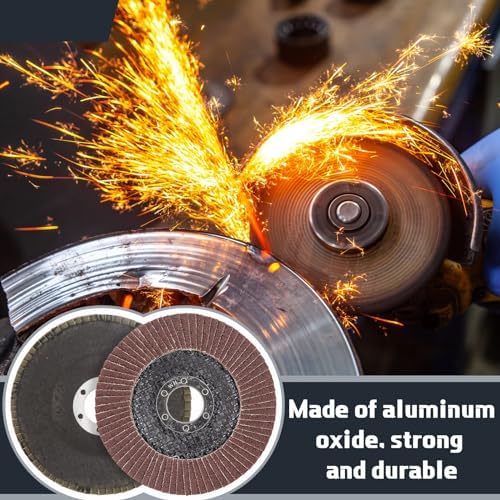 Landhoow 80 Pcs Flap Disc 4 1/2 Inch for Angle Grinder Sanding Disc 40 60 80 120 Grit Flap Discs Alumina Grinding Wheel for Stainless Steel, Sheet Metal, 7/8 Inch Arbor Size