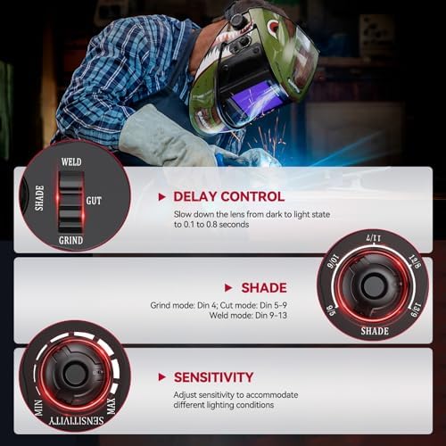 ARCCAPTAIN Welding Helmet, 3.94"×3.66" Auto Darkening Welding Hood