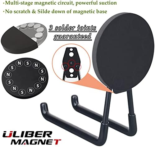ULIBERMAGNET Strong Magnetic Ultimate Hooks,Large Magnet with Hooks for Heavy Duty Tools,Jig Saw,Hose, 2 Pack Heavy Duty Magnetic Hooks for Hammer Drill,Circular Saw,Garden Tool(3.46inch/Black)