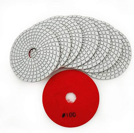 SHDIATOOL 8Pcs 4 Inch Diamond Wet Polishing Pads with White Bond Grit 100 for Marble Granite Stone
