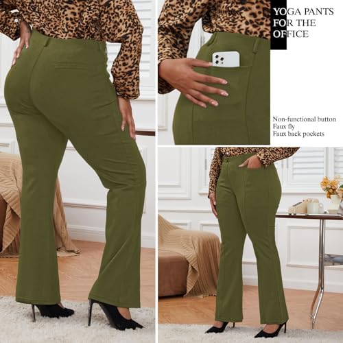 DGD Wrinkle-Free Stretch Dress Pants Plus Size for Women Pull-on Pant Ease into Comfort Office Pant