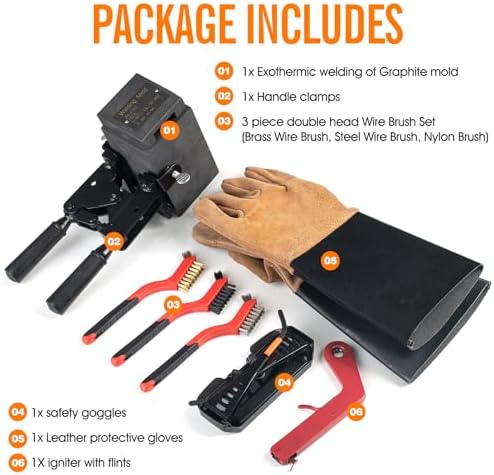 Graphite Exothermic Welding Mold Tool Kit for 2/0 AWG Cable to 3/4" Rod