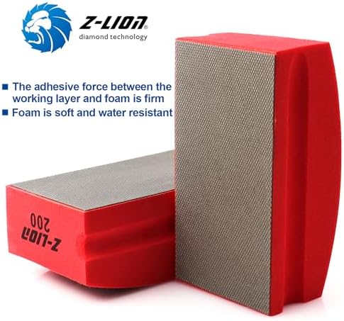 Z-lion Electroplated Diamond Polishing Hand Pads Grit 200 Arc Shape Back for Glass Stone Granite Marble Concrete