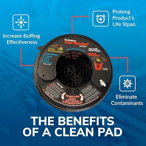 GRIT GUARD Universal Pad Washer Kit - Polishing Pad Cleaner Compatible with Dual Action Rotary and Orbital Polisher Foam, Wool, Microfiber, Felt Disc - Made in the USA