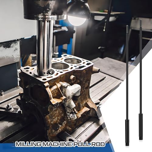 Zonon 2 Pcs Milling Machine Pull Rod Compatible with R8, 7/16 Thread Draw Bar Overall Drawbar Compatible with Bridgeport Milling Machine Part