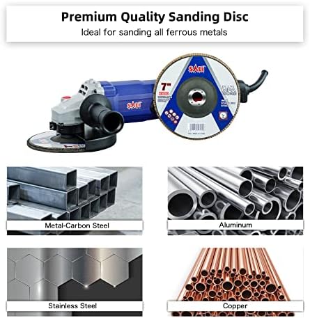 Sali 10 Pack Zirconia Flap Disc 80 Grit 7" x 7/8-Inch Sanding Disc Bevel Type #29 Premium and Industrial Grade Angle Grinder Grinding Wheel High Performance Edge Grinding