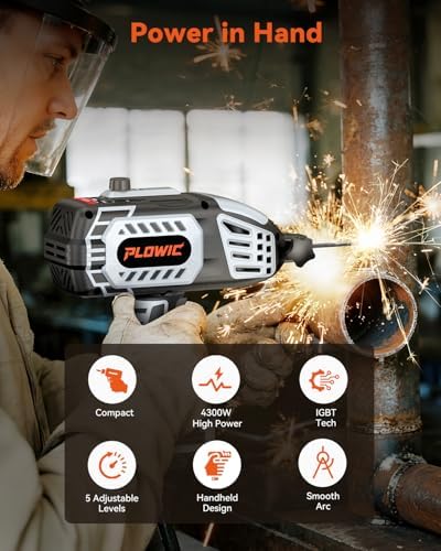 Portable Welding Machine 110V, Portable Handheld Welder with IGBT Inverter 5 Variable Current Adjustment, Electric ARC Stick Welder Gun for 1/16"-1/8" Rods, Carring Case &20 Rods Included