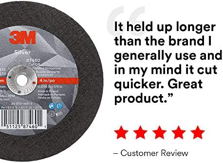 3M Silver Cut-Off Wheel, 87460, 60+, T1, 4 in x 0.035 in x 1/4 in