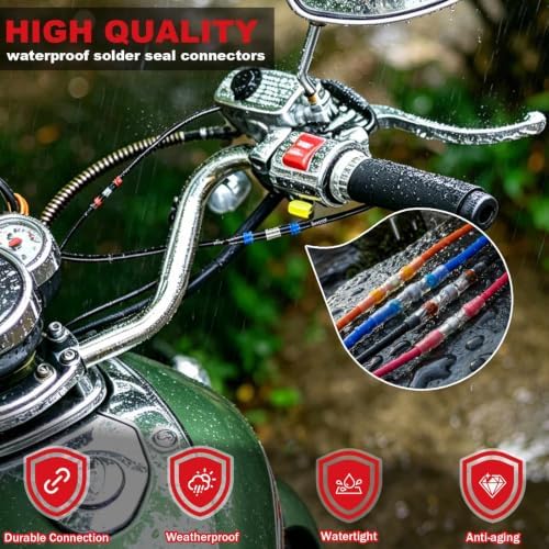 2000W Heat Gun Kit with 460PCS 10–26 AWG Solder Seal Wire Connectors & Waterproof Heat Shrink Tubing, Compact Hot Air Gun 140℉-1202℉ with 4 Nozzles for Automotive, Marine & Wiring Repair