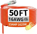 HUANCHAIN Indoor Outdoor Orange Extension Cord 50 FT with Lighted 16 Gauge