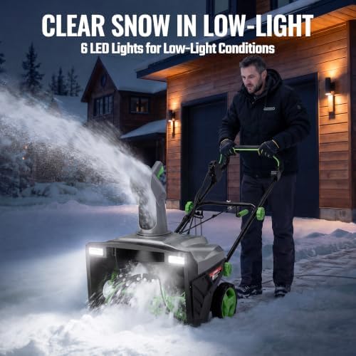 WORKPROX 20 Inch Corded Electric Snow Blower with LED Lights, 15 Amp