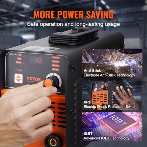 VEVOR Stick Welder, 200Amp 2 in 1 ARC/Lift Tig Welder Machine 110/220V with Hot Start Arc Force Anti-Stick