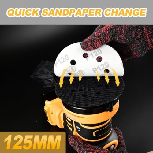 Random Orbit Sander Compatible with Dewalt 20V Battery 3 Adjustable Speed 5 inch electric Sander with Dust Bag 3 Sandpaper for Polishing, Sanding, Smoothing Surfaces (NO Battery)