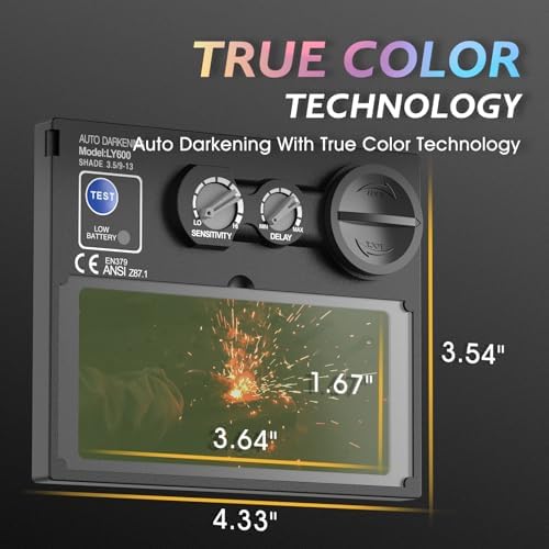 TOOLIOM Auto Darkening Solar Powered Welding Helmet for TIG MIG ARC