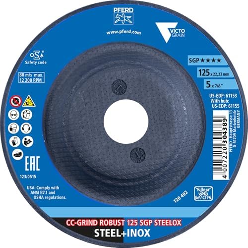 PFERD Tools CC-Grind-Robust Grinding Disc, 5" x 7/8", Part 61153