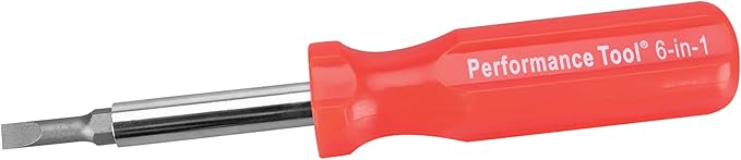 Performance Tool W975 6-in-1 Quick Change Screwdriver With Hex Torque Handle, Chrome Vanadium Steel
