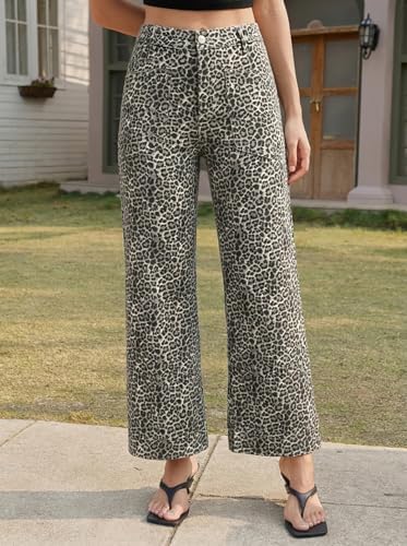 Cicy Bell Womens Cropped Wide Leg Jeans High Waisted Baggy Denim Ankle Pant