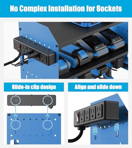 CCCEI Modular Power Tool Organizer Wall Mount with Charging, Blue, 1 Pack